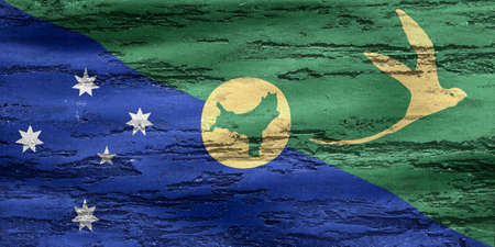 Christmas Island flag - realistic waving fabric flagの写真素材