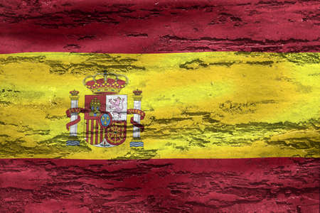 Spain flag - realistic waving fabric flagの写真素材