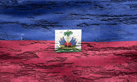 Haiti flag - realistic waving fabric flagの写真素材