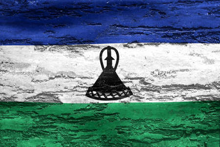 Lesotho flag - realistic waving fabric flagの写真素材