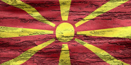 North Macedonia flag - realistic waving fabric flagの写真素材