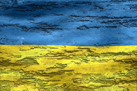 3D-Illustration of a Ukraine flag - realistic waving fabric flag.の写真素材