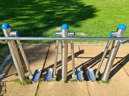 New sports equipment for free use in a small park in northern Germanyの写真素材