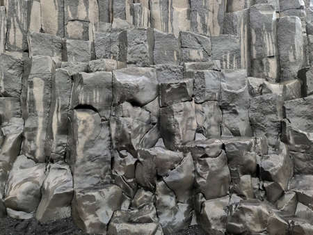 Amazing basalt rock structures at Endless Black Beach of Iceland