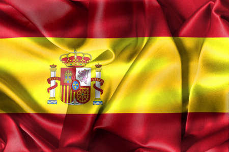 Spain flag - realistic waving fabric flagの写真素材