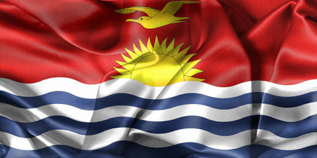 Kiribati flag - realistic waving fabric flagの写真素材