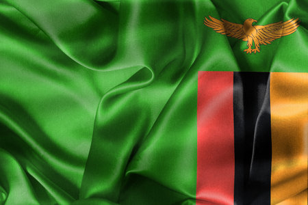 3D Illustration of a Zambia flag - realistic waving fabric flag.の写真素材