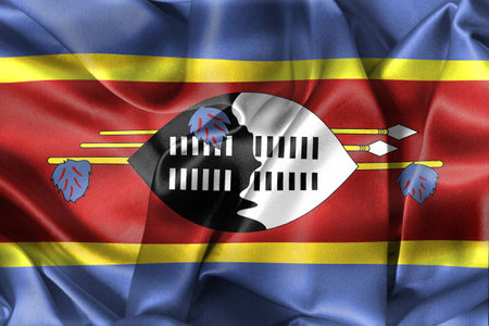 3D-Illustration of a Eswatini flag - realistic waving fabric flag.の写真素材