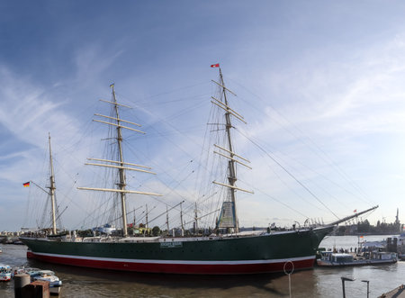 Hamburg, Germany, 27 August 2022, Beautiful view at the historic sailing boat named Rickmers Rickmersのeditorial素材