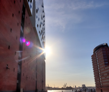 Hamburg, Germany - 27. August 2022: View of the Hamburg Elbphilharmonie building in the harbourのeditorial素材