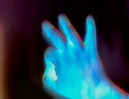 3D-Illustration of a glowing human male hand in an x-ray viewの写真素材