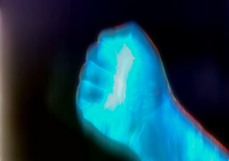 3D-Illustration of a glowing human male hand in an x-ray viewの写真素材