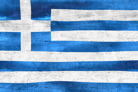 Greece flag - realistic waving fabric flagの写真素材