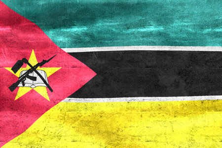 Mozambique flag - realistic waving fabric flagの写真素材