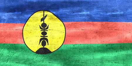 New Caledonia flag - realistic waving fabric flagの写真素材
