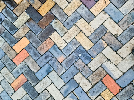 Detailed close up on old historical cobblestone roads and walkways all over europeの写真素材