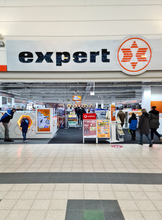 Kiel, Germany - 03 April 2023: Entrance of an Expert brand electronics storeのeditorial素材