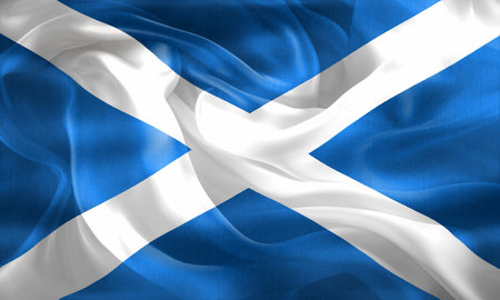 Scotland flag - realistic waving fabric flagの写真素材