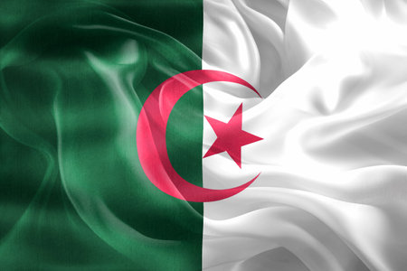 Algeria flag - realistic waving fabric flagの写真素材