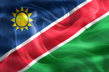 Namibia flag - realistic waving fabric flagの写真素材