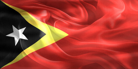 3D-Illustration of a East Timor flag - realistic waving fabric flag.の写真素材