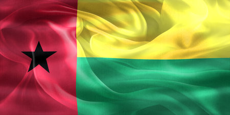 Guinea-Bissau flag - realistic waving fabric flagの写真素材