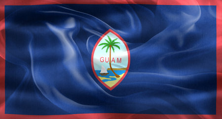 Guam flag - realistic waving fabric flagの写真素材