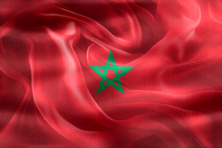 Morocco flag - realistic waving fabric flagの写真素材
