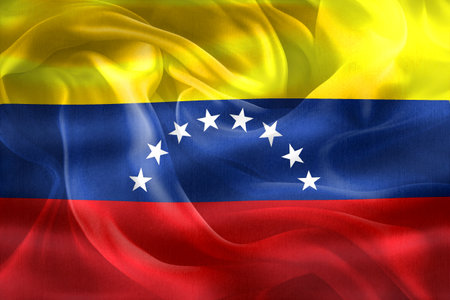 3D-Illustration of a Venezuela flag - realistic waving fabric flag.の写真素材