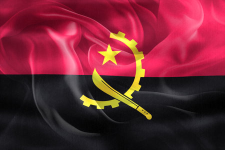 Angola flag - realistic waving fabric flagの写真素材