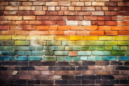 Colorful brick wall background texture created with generative AI technologyの素材