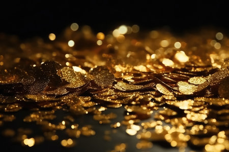 Golden glitter background created with generative AI technologyの素材