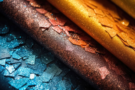 Photo realistic background texture of colourful glittering paper from above created with generative AI technologyの素材