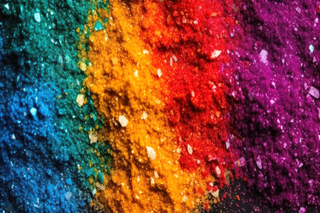 Colorful glitter background in different spectral colors created with generative AI technologyの素材
