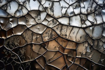 Shiny cracked metal background texture created with generative AI technologyの素材