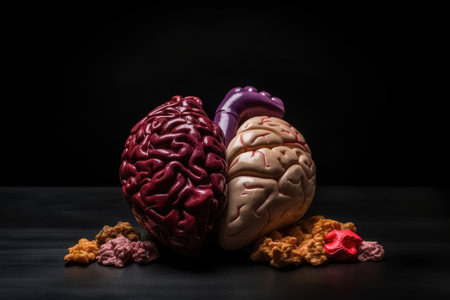 A heart shaped mixture of a human heart and brain created with generative AI technologyの素材