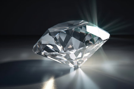 A large diamond on a light background with caustic light created with generative AI technologyの素材