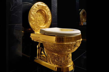 A luxurious toilet made of pure gold created with generative AI technologyの素材