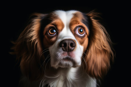 A portrait of a stunned dogs face with wide open eyes created with generative AI technologyの素材