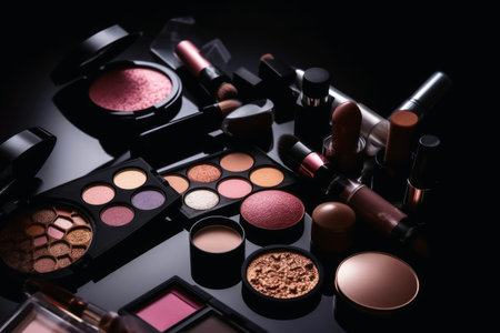 Professional make up products of the beauty industry background created with generative AI technologyの素材