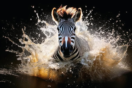 Close up portrait of mesmerizing Zebra photography created with generative AI technologyの素材