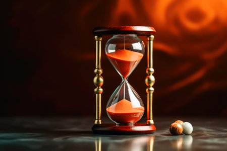 Hourglass and the concept of time created with generative AI technologyの素材