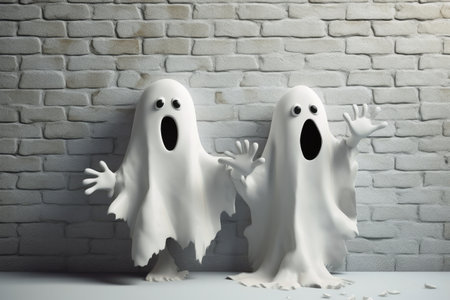 Spooky ghost creatures coming out of the wall created with generative AI technologyの素材