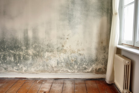 A rented flat with mould on the wall created with generative AI technologyの素材
