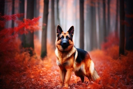 Portrait of a cute german shepherd dog created with generative AI technologyの素材