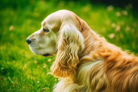 Portrait of a cute english cocker spaniel dog created with generative AI technologyの素材