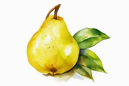 Watercolor of fruits on white background created with generative AI technologyの素材