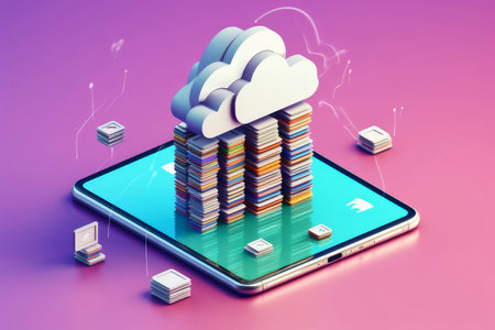Cloud storage concept created with generative AI technologyの素材