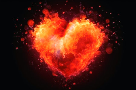 A fiery heart of flames created with generative AI technologyの素材