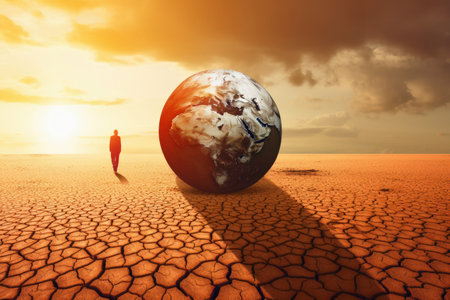 Surreal Climate change concept created with generative AI technologyの素材